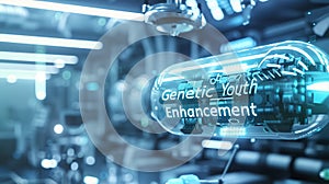 High-tech lab focusing on genetic youth enhancement using advanced CRISPR and epigenetics photo