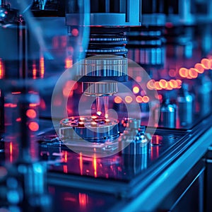 High-Tech Laboratory Equipment with Precision Instruments and Lights