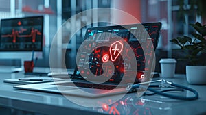 The high-tech medical interface laptop.AI generated image