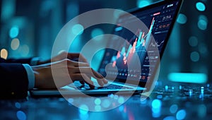 High-Tech Laptop with a Real-Time Data Analytics Dashboard Featuring Graphs and Metrics