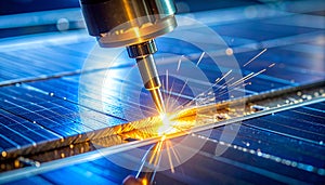 High-Tech Laser Welding on a Solar Panel