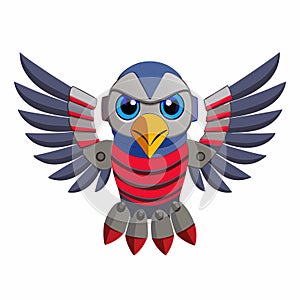 High Tech Metal American Eagle with Angry Expression Vector Graphic Design