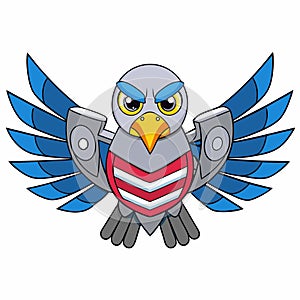 High Tech Metal American Eagle with Angry Expression Vector Graphic Design