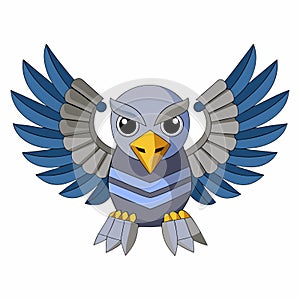 High Tech Metal American Eagle with Angry Expression Vector Graphic Design