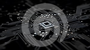 High-tech microchip design with futuristic circuit paths. Generated Ai