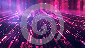 High tech network wallpaper with binary code and glowing neon lines in a digital landscape