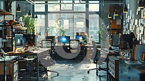 A High-Tech Office Where Ai-Driven Devices And Human Workers Collaborate, Highlighting Ai'S Role In Reshaping The Workforce, photo