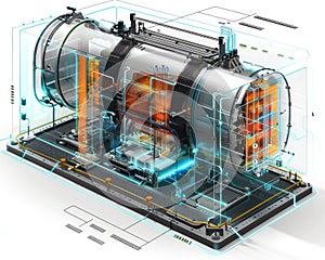 High-tech schematic of Nickle Battery system, illustrating its role in powering future technology ,Generative AI