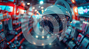 High-tech Security Camera in a Modern Store, Generative AI