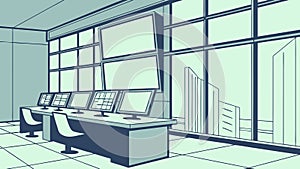 High-Tech Security Operations Center with Monitoring Screens Vector, vector design Generative AI