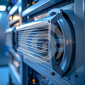 High-Tech Server Rack in a Modern Data Center