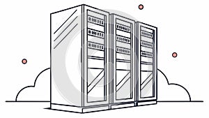 High-Tech Server Racks: Data Storage Computing Infrastructure Vector, vector design Generative AI