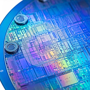 High-Tech Silicon Wafer with Microchip Circuits