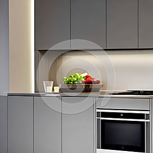 A high-tech smart kitchen with touchless faucets, voice-activated appliances, and a smart fridge with a touchscreen5