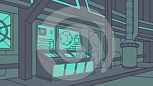 High-Tech Spaceship Command Center, vector design Generative AI