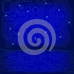 High-tech technology background texture in blue. Abstract technology circuit board, Vector background, 3d.