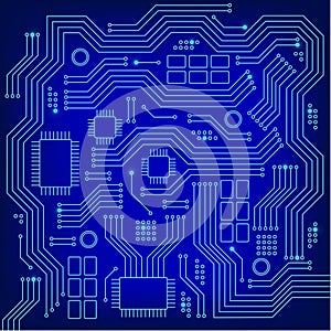 High-tech technology background texture in blue. Abstract technology circuit board, Vector background. Flat design.