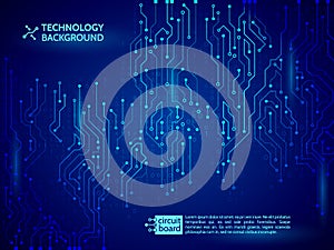 Blue circuit board vector illustration.