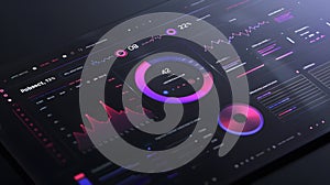 Futuristic user interface with HUD elements, 3D Rendering