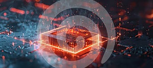 Cyber Attack Visualization with Glowing Digital Firewall and Malicious Code Breach Concept