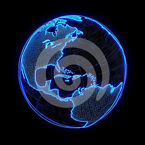 High-Tech Wireframe Globe Design on Dark Background