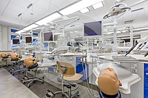 High-tech workstations in dental classroom