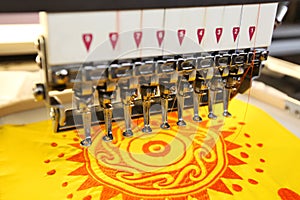 High technology automatic sewing machine control by computer programming. Sewing machine for mass production