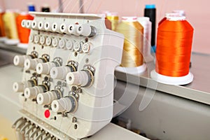 High technology automatic sewing machine control by computer programming. Sewing machine for mass production