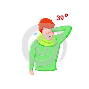 High temperature flat icon. Color illustration