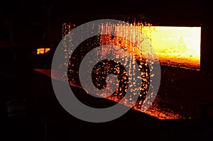 High temperature in the melting furnace. Metallurgical industry.