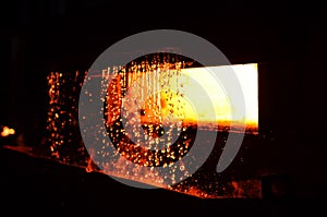High temperature in the melting furnace. Metallurgical industry.