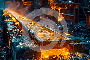 High-temperature Molten Steel Pouring in Industrial Steel Mill, Hot Metalworking Process, Foundry Cast Iron Production Scene