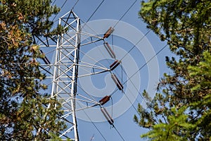 High-tension power lines and tower