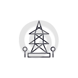 High-tension tower linear icon concept. High-tension tower line vector sign, symbol, illustration.