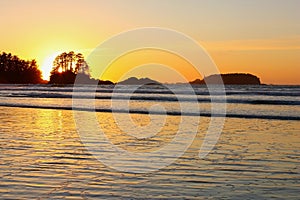 Beautiful Tofino Sunset at Chesterman Beach, British Columbia, Canada