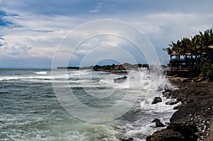 High tide hitting Echo beach in Canggu, Bali