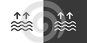 HIgh tides. Waves on the sea. Isolated icon on black and white background. Weather vector illustration photo