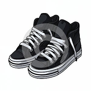 Stylish high-top sneakers with prominent black and white design perfect for casual wear photo