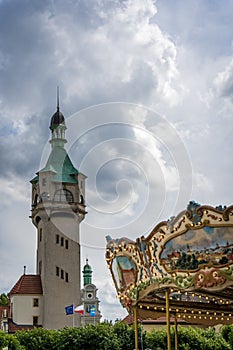 High tower of an old lighthouse in Sopot