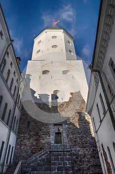 The high tower of St. Olaf in the castle on the island of Vyborg