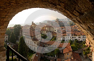 The High Town of Bergamo seen from the Campanone