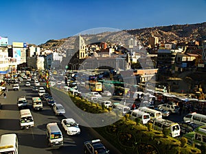 High traffic on Avenida Ismael Montes in bolivian