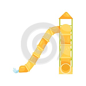 High tunnel water slides. Extreme attraction. Aqua park equipment. Active recreation. Flat vector design