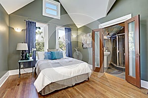 High vaulted ceiling bedroom interior design photo