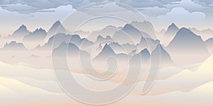 HIGH VIEW CHINESE CLOUD MOUNTAIN VECTOR