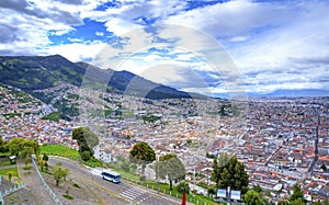 High view of the city of Quito photo