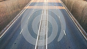 Large underpass road at sunset