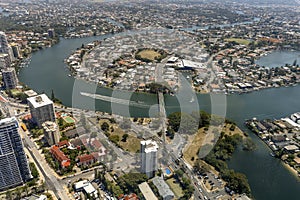 High view of Gold Coast waterways in Queensland