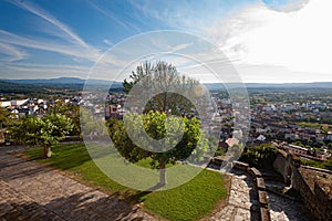 High view of Monforte de Lemos in Spain from the paradores