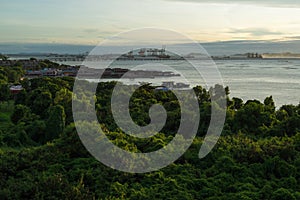 High view of trees and bay near Laem Chabang Port